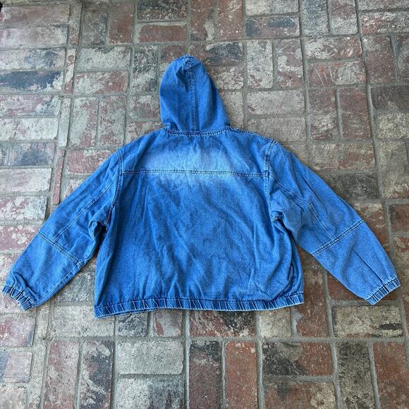 The Style Between Us Denim Jacket Plaid Lining Hoodie Size 3X Blue - Picture 3 of 3